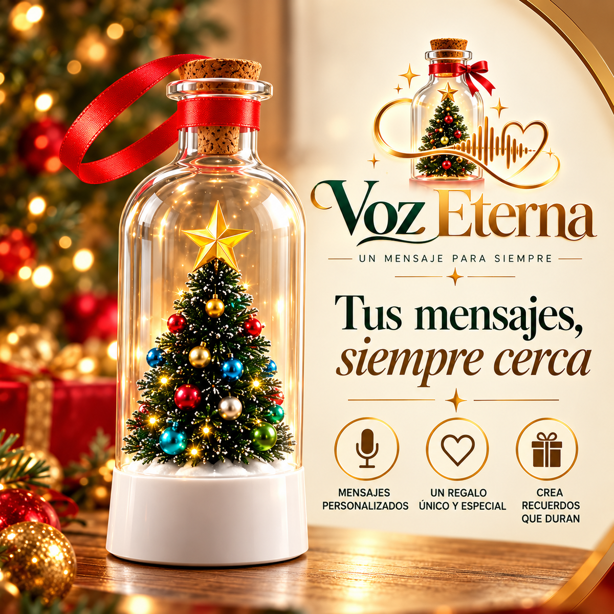 Botella navideña guarda mensajes